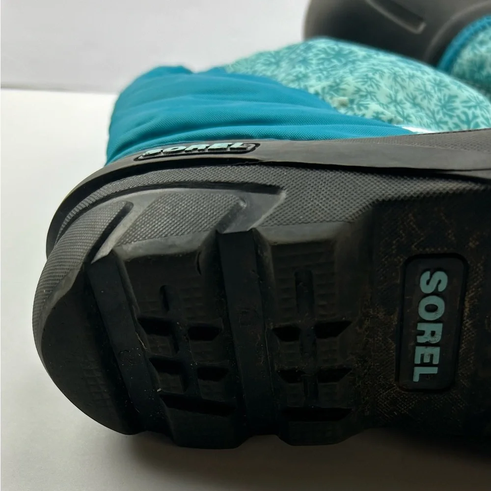 Sorel Youth 7 Winter Insulated Snow Boots Teal Blue Black Snowflake